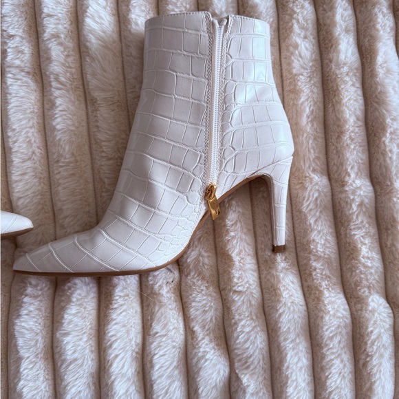 Michael Kors Cream Croc-Embossed Ankle Booties - Picture 3 of 9